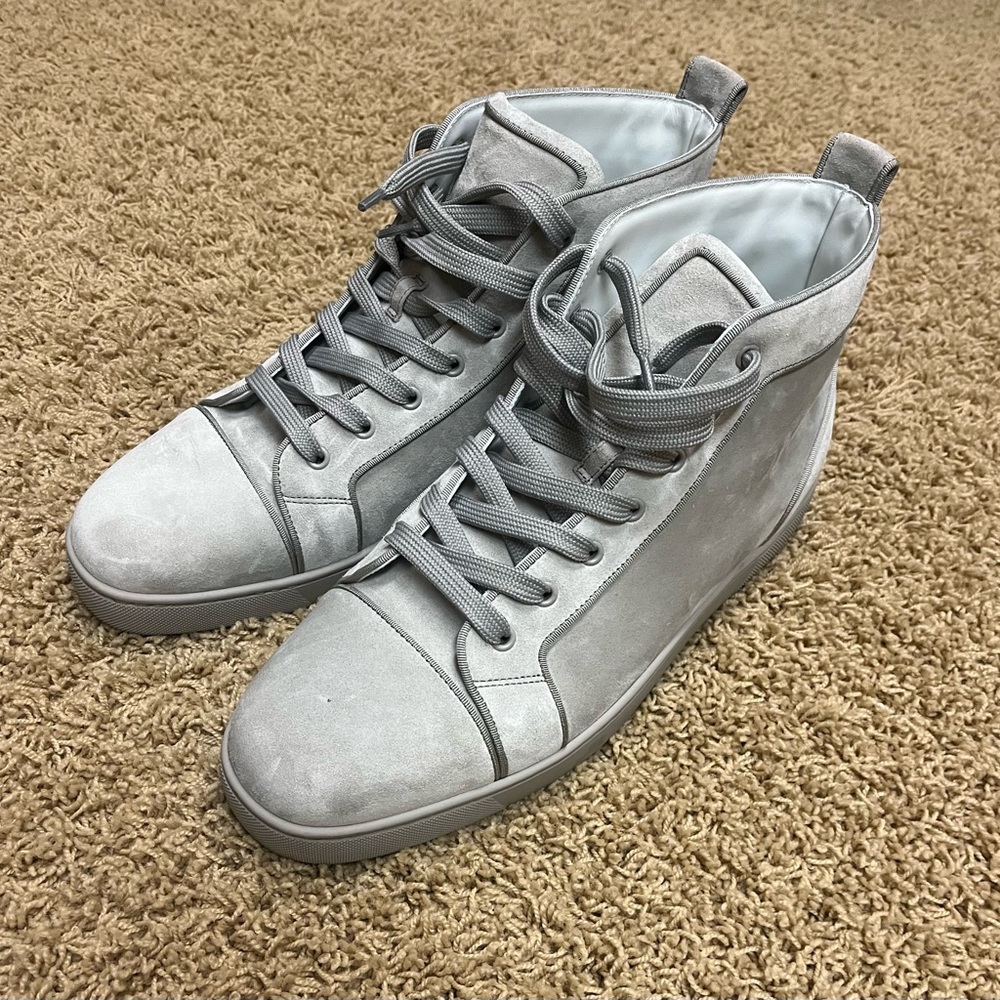 Men’s size “47 EU” or “14 US” Christian Louboutin grey “Louis” high top sneaker
